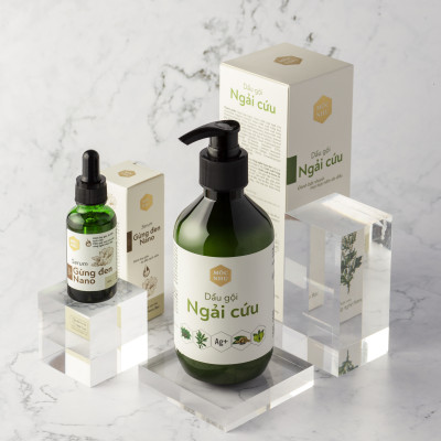 Bộ Đôi Dầu Gội Ngải Cứu và Serum Gừng Đen Nano Mộc Nhu