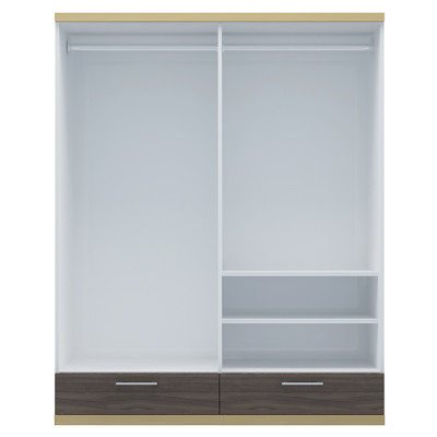 TỦ QUẦN ÁO GỖ CÔNG NGHIỆP 4 CÁNH OHAHA (NÂU TRẮNG VÀNG) - TQA012