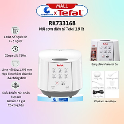 Nồi cơm điện tử Tefal 1.8 lít RK733168 - Hàng Chính Hãng