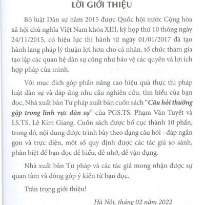 Câu Hỏi Thường Gặp Trong Lĩnh Vực Dân Sự