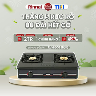 Bếp gas dương Rinnai RV-860GSB(M) mặt bếp men và kiềng bếp men - Hàng chính hãng.