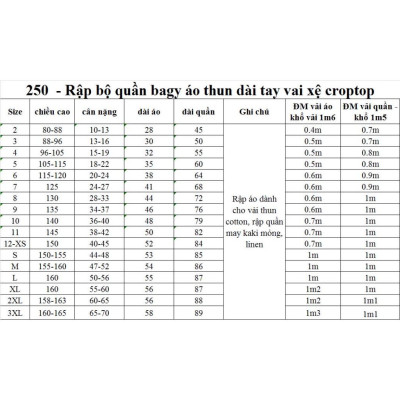 Rập Giấy bộ quần bagy áo thun mã 250