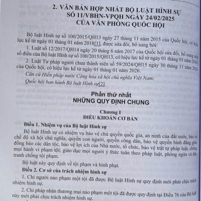 Bộ Luật Hình Sự Năm 2015 ( Sửa Đổi, Bổ Sung Năm 2017, 2025 )