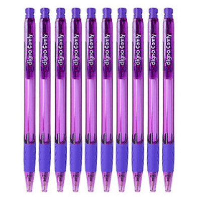 Vỉ 10 Cây Viết Bi Gel Bấm Digno Comfy - Mực Tím