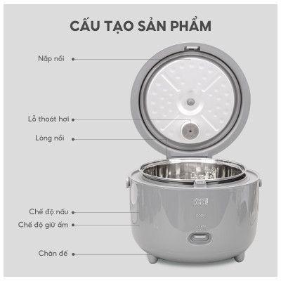Nồi cơm điện Lebenlang LBL0581, dung tích 1200ml, công suất 350W, thiết kế hiện đại, bảo hành 2 năm - hàng chính hãng
