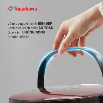Nồi Cơm Điện Tử Lòng Niêu Nagakawa NAG0135 (1.8L - 900W) - Tích Hợp 10 Chương Trình Nấu - Hàng Chính Hãng