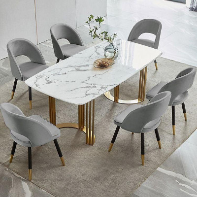 Bộ bàn ghế phòng ăn Tundo mặt đá cẩm thạch 4 hoặc 6 ghế theo kích thước bàn