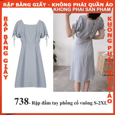 Rập giấy mã 738 (BẢN VẼ) rập đầm cổ vuông