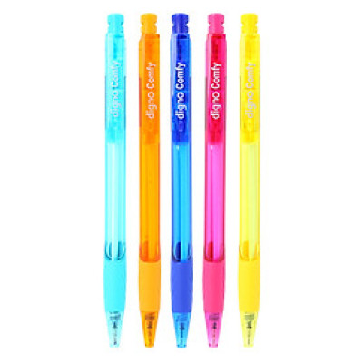 Vỉ 5 Cây Viết Bi Gel Bấm Digno Comfy - Mực Xanh