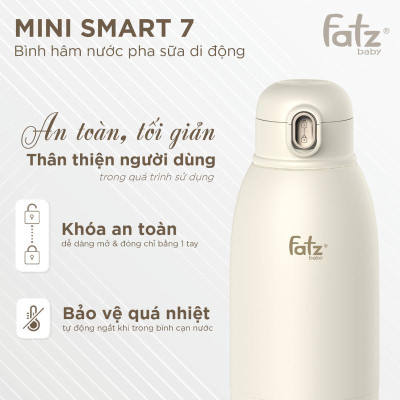 Bình hâm nước pha sữa di động Fatzbaby Mini Smart 7 - FB3813KB Hàng Chính Hãng