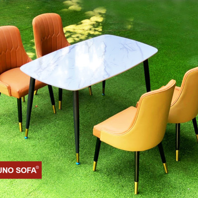 Bộ bàn ăn 4 ghế Cao Cấp Juno Sofa chân bọc đồng