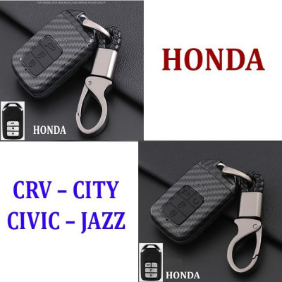 Ốp chìa khóa cacbon dành cho xe honda City, Civic, CRV 2018 2019 2020- chìa 3 nút