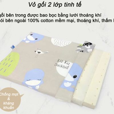 Gối cao su non kuku thế hệ mới siêu mềm mịn và đàn hồi KU-PLUS 29,5x43x2,5cm ku2047 new