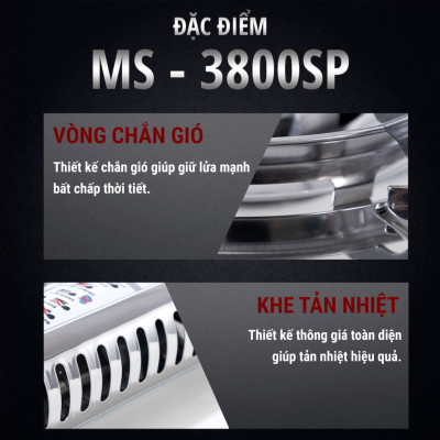 Bếp ga mini Maxsun MS-3800SP, Công suất 2900W, chân kiềng Inox - Hàng chính hãng - Bảo hành 12 tháng