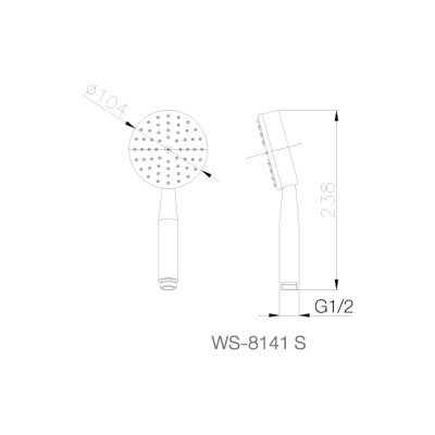 WS-8141S - Vòi sen 4" (kèm dây 1.5m) - INOX SUS 304