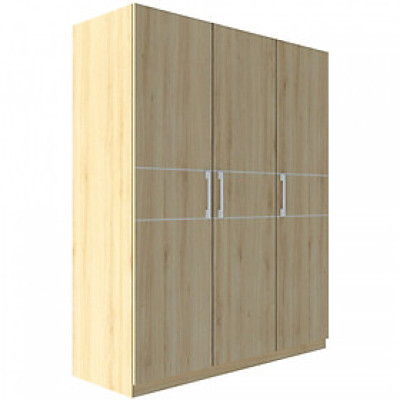 Tủ quần áo gỗ MDF Tundo 3 cánh 2 ngăn kéo màu vàng nhạt 120 x 55 x 200cm