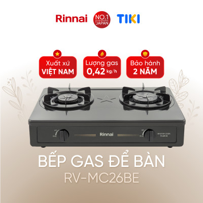 Bếp gas dương Rinnai RV-MC26BE mặt bếp men và kiềng bếp men - Hàng chính hãng.