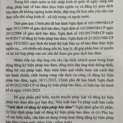 Nghị Định Về  Đăng Ký Biện Pháp Bảo Đảm