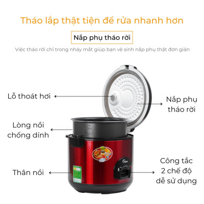 Nồi cơm điện HR-ER3006 (3.0L) chống dính -hàng chính hãng thương hiệu HARE - Bảo hành 12 tháng