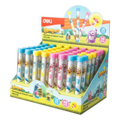 Ruột Bút Chì 2B Deli X Bumpees - 0.5Mm/0.7Mm - Ngòi Chì Kim - Xanh, Hồng, Vàng - Màu Ngẫu Nhiên - 2 Ống - EU67200 / EU67