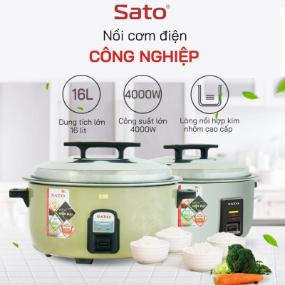Nồi cơm điện công nghiệp SATO 160C011/Q16 (V) 16 Lít (Quà tặng: 1 Ấm siêu tốc SATO 1.8L) - Miễn phí vận chuyển toàn quốc -  Hàng Chính Hãng