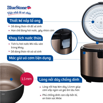Nồi cơm điện nắp gài BlueStone RCB-5519 (1,8L -700W) - Hàng chính hãng