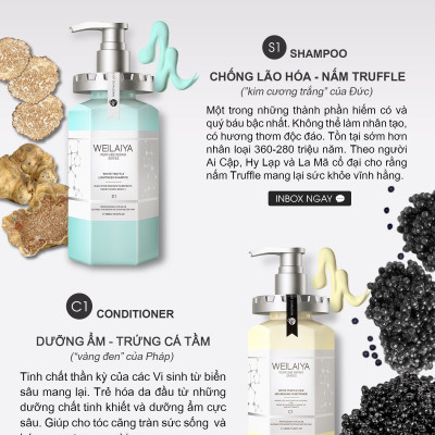 Combo Gội xả phục hồi đa tầng Nấm Truffle Weilaiya và Huyết thanh mọc tóc Weilaiya - Sạch dầu, kích mọc tóc, giúp tóc mềm mượt 