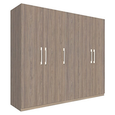 Tủ quần áo gỗ MDF Tundo 5 cánh 2 ngăn màu nâu 220 x 55 x 200cm