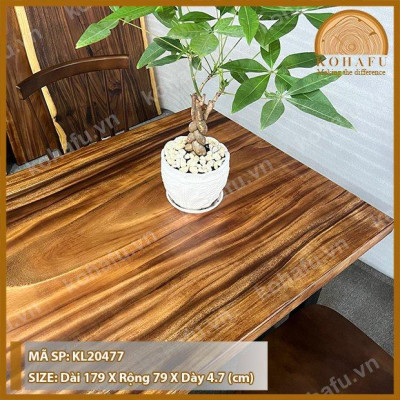 [KL20477] Bàn Ăn Mặt Gỗ Me Tây Nguyên Tấm 1.79m - TẶNG CHÂN