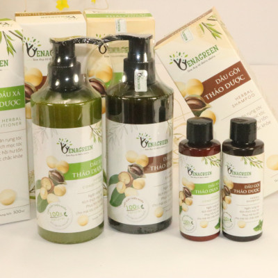 Cặp dầu gội xả thảo dược 300ml VENAGREEN chống xơ tóc, rụng tóc, chăm sóc tóc hư tổn