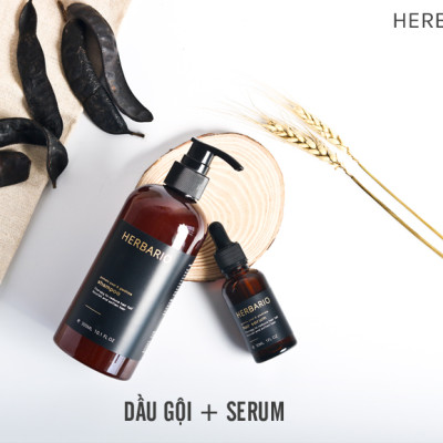 Dầu gội vỏ bưởi & bồ kết Herbario thảo dược 300ml phục hồi tóc, giảm gãy rụng giúp khôi phục lại mái tóc chắc khỏe đẹp thuần chay