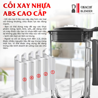 Máy xay công suất lớn OKACHI JP-B22 2200W (màu đỏ) - Hàng chính hãng