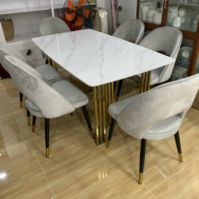 Bàn ăn mặt đá ceramic Juno Sofa 1m6 và 6 ghế cao cấp
