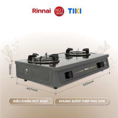 Bếp gas dương Rinnai RV-MC26BE mặt bếp men và kiềng bếp men - Hàng chính hãng.