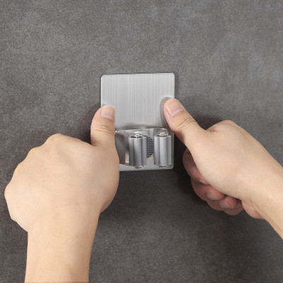 Combo 2 móc treo cán chổi dán tường inox 304 Hobby home decor CV-2 có keo dán