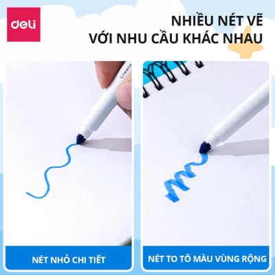 Bút Lông Màu Felt Pen Deli 20/36 Màu Pastel Basic Ngòi Chóp Rửa Được- Dùng Tô Vẽ Đi Nét Calligraphy Highlight Fiber Pen
