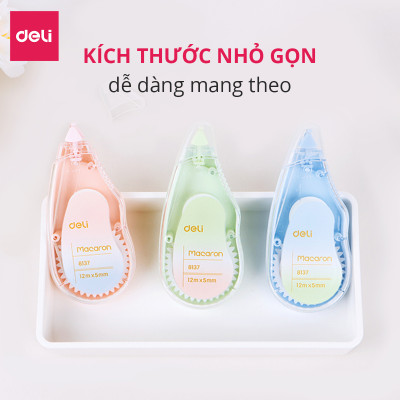 Băng xóa bút xóa kéo 12m Deli - Hình trái cây - Hồng/Xanh lá/Xanh dương - Set 3 chiếc - EH333