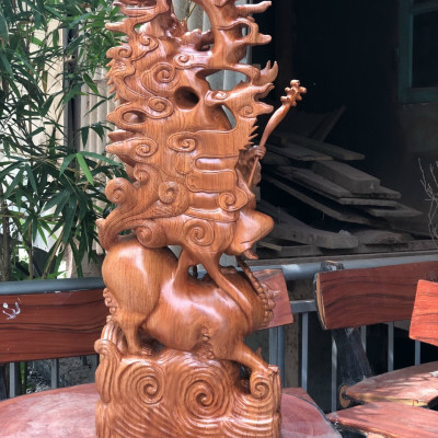 Tượng đạt ma sư tổ bằng gỗ hương đá kt cao 100×37×19cm