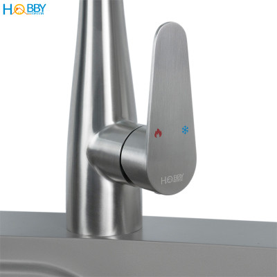 Vòi rửa chén nóng lạnh dây rút inox 304 xước mờ Hobby home decor VDR13
