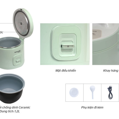 Nồi Cơm Điện 1.2L Sunhouse MaMa SHD8265 - Màu Ngẫu Nhiên - Hàng Chính Hãng
