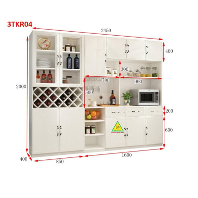 Tủ rượu kiêm tủ để đồ nhà bếp phong cách hiện đại 3TKR04 - Nội thất lắp ráp Viendong Adv