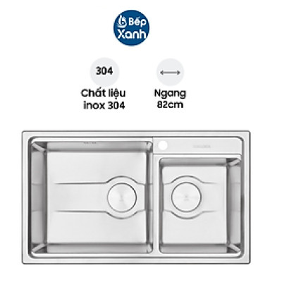 Chậu Rửa Chén Malloca MS 5082W - 2 Ngăn - Ngang 82cm - Hàng Chính Hãng