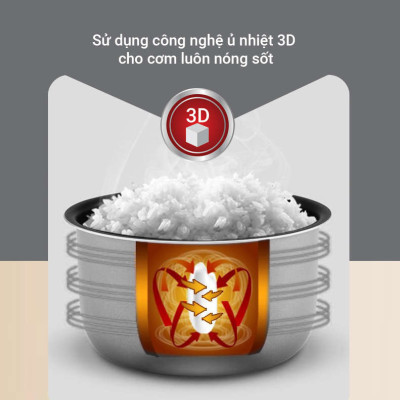 Nồi cơm điện ủ ấm 3D cao cấp Kalpen R2 dung tích 1.2L - Hàng chính hãng