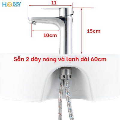 Vòi chậu rửa mặt lavabo nóng lạnh inox 304 bóng Hobby home decor VRM9