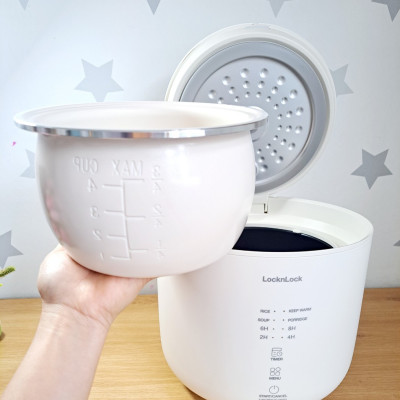 Nồi Cơm Điện Đa Năng Lock&Lock Bianco Donggeurami Rice Cooker 1L - EJR334IVY - Lòng Men Sứ - Hàng Chính Hãng
