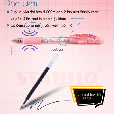 Hộp Bút Bi Bấm STABILO Marathon 318F - Hộp 10 bút đen (BP318F/10-BK)