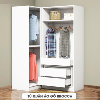 Tủ áo gia đình tủ để đồ bằng gỗ tiện lợi SMLIFE Brocca