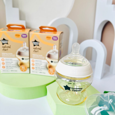 COMBO Ty Ngậm Silicon Siêu Nhẹ Tommee Tippee Ultra Light 0-6m & Bình Sữa PPSU Ty Siêu Mềm Tự Nhiên Tommee Tippee 150ml