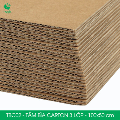 TBC02 - 100x50 cm - 5 tấm bìa carton 3 lớp nguyên tấm cứng cáp, bìa gói hàng, bìa mô hình