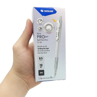 Hộp 20 Bút Bi Pro 027 0.5 mm - Thiên Long TL-105 - Mực Đen